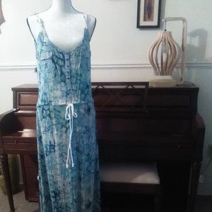 NWT Nine West Maxi Tie Dye Dress w/Spaghetti Straps Size XL